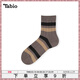 Tabio雙色條紋襪子男春秋高彈透氣順滑精梳棉男士中筒襪日系男襪 咖撞黑黃條紋 均碼 (25-27cm)