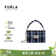 芙拉（FURLA）1927系列格紋織物迷你女士斜挎包 海浪藍花色【禮物】