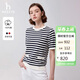 哈吉斯（HAZZYS）女裝 春季女士撞色條紋短袖針織衫女ABYSD0BAX11 