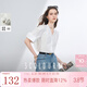 三彩2025夏季新款寬松純棉白襯衫V領(lǐng)翻邊七分袖襯衣設計感通勤M 云朵白 S 155/80A