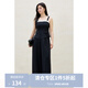 獨束大碼女裝拼接撞色氣質(zhì)顯瘦套裝2025春季新品吊帶休閑褲兩件套 褲子 M (尺碼：1)