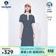 Navigare意大利小帆船條紋短袖連衣裙女夏季純棉顯瘦POLO裙百搭休閑長(cháng)裙 海軍藍/白 M 碼