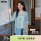 MsShe【天絲防曬襯衫外套】大碼女裝2026春裝微胖mm開(kāi)叉長(cháng)款上衣 后背開(kāi)叉-水晶藍色現貨 偏大半個(gè)碼 2XL