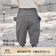 babylove男女寶寶褲子春款純棉大pp褲外出長(cháng)褲毛圈百搭休閑褲束腳褲