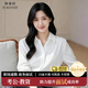 韓曼柯（HANMANKE）白色襯衫女簡(jiǎn)約長(cháng)袖單上衣日常休閑免燙女裝通勤面試職業(yè)正裝襯衣