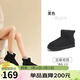 駱駝（CAMEL）雪地靴女百搭舒適暖絨平跟套筒保暖靴 L25W275157 黑色 38