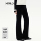 MO&Co.運動(dòng)風(fēng)橡筋高腰彈力及地微喇長(cháng)褲休閑褲女款