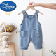 迪士尼（Disney）女寶寶軟牛仔背帶褲馬甲式嬰兒吊帶褲春秋薄外穿洋氣女童春裝褲子 藍色 100碼(可開(kāi)檔)