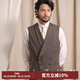 CULTUM【澳洲羊毛 免熨燙】親王格青果領(lǐng)馬甲男結婚新郎西裝內搭背心 灰咖親王格 L (52A)