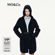 MO&Co.毛呢大衣2025秋新品含駱駝絨精紡雙面呢連帽外套附腰帶MBE3OVC002 深寶藍色 L /170
