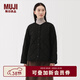 MUJI 女式 蓬松棉服絎縫夾克 女裝外套女款棉衣棉襖25年冬季 BD10NA5A 黑色 M (160/84A)