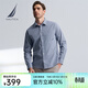 諾帝卡（NAUTICA）【商場(chǎng)同款】男裝春秋新款純棉親膚舒適格紋長(cháng)袖襯衫男WO4101 藏青4NV L