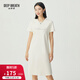 深呼吸DEEP BREATH女裝釘珠燙鉆圓領(lǐng)休閑短袖連衣裙T恤裙A500346 米白 L (4)