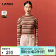 藍地【商場(chǎng)同款】LANDI條紋羊毛針織衫女套頭內搭上衣年冬裝新款 咖色 L