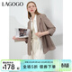 LAGOGO墊肩通勤西裝女拉谷谷春夏新款駝色氣質(zhì)顯瘦寬松休閑外套 淺駝色(S3) M