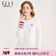 ELLE ACTIVE 純棉柔軟舒適長(cháng)袖T恤女裝初秋時(shí)尚氣質(zhì)袖口撞色百搭圓領(lǐng)打底衫女 白色【建議拍大一碼】 L