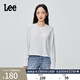 Lee標準版經(jīng)典圓領(lǐng)箔印Logo設計白色女長(cháng)袖T恤休閑潮LWT0108753RX 白色 XL