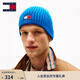 TOMMY JEANS【禮物】秋冬男裝純棉刺繡翻邊螺紋肌理冷帽針織毛線(xiàn)帽 藍色C3D 均碼（頭圍44cm）