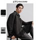 太平鳥(niǎo)男裝立體提花行政夾克2025春翻領(lǐng)商務(wù)休閑茄克外套 黑色 第一批 M