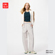 優(yōu)衣庫常規款女裝休閑廓形長(cháng)褲/系腰帶彎刀鐮刀褲子481028 481028/02淺灰色 M
