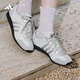 adidas「冰淇淋T頭鞋」VS JOG 2.0薄底運動(dòng)鞋男女阿迪達斯輕運動(dòng)   晶白/金屬銀/灰色 (推薦女生選小半碼)   37