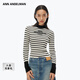 ANN ANDELMAN【明星同款】官方直營(yíng)秋季半高領(lǐng)logo提花條紋打底針織衫內搭上衣 黑白色 M