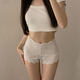 LEOEZYA安全褲女防走光打底褲士高腰蕾絲花邊平角短褲白色純欲居家可外穿 白色(打底/外穿/免穿內褲) M (適合80-100斤)