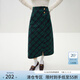 范思藍恩23FS14476 格子毛呢半身裙女秋冬新款高腰a字裙 綠色格紋 S