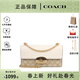 蔻馳（COACH）【春尚新】女包 ELIZA系列經(jīng)典標志印花翻蓋單肩斜挎包鏈條包 淺卡其配白色CP009IMDQC