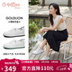 金利來(lái)（Goldlion）女鞋甜系簡(jiǎn)約小白鞋平底舒適免系帶休閑板鞋女G668230116白黑38