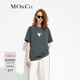 MO&Co.愛(ài)心印花圓領(lǐng)短袖寬松純棉T恤美式復古上衣上裝基礎黑白灰 古堡灰色 M 165