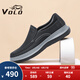 VOLO犀牛男鞋商務(wù)休閑皮鞋男士一腳蹬套腳鞋子厚底 黑色 41 