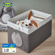宜家（IKEA）LEN萊恩儲物盒兒童創(chuàng  )意玩具收納神器儲物家用整理箱方形 灰色/帶有圓點(diǎn)白色盒子 25 * 37 * 22cm