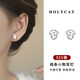 Holycat懷里貓S925銀卡通線(xiàn)條小狗耳釘女生耳環(huán)甜美可愛(ài)百搭耳飾品生日禮物女友 【舉星星的小狗】耳釘一對