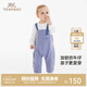 英氏（YEEHOO）【商場(chǎng)同款】嬰兒連體衣秋季男童外出連身衣寶寶衣服 淺牛仔藍 90cm (推薦1-2歲)