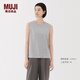 MUJI女式 天竺編織 無(wú)袖T恤 上衣打底衫女款內搭背心 坎肩 25年夏季 灰色 L (165/88A)