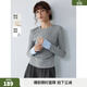 ELLE綿羊毛撞色正肩T恤女2025秋新款簡(jiǎn)約時(shí)尚設計感內搭休閑上衣 淺灰 L