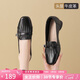 ZHR則則頭層牛皮單鞋女舒適軟底中年休閑皮鞋輕便一腳蹬樂(lè )福鞋KM92黑色37