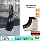 康莉（COMELY）靴子女2025冬季新款羊皮時(shí)尚通勤短靴百搭瘦瘦靴 米白/羽絨里 37