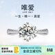 燮樂(lè )PT950鉑金鑲人工培育鉆石女士戒指人造鉆飾戒子送女友情人節禮物 18K金50分培育鉆石D色VS1/3EX/N
