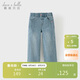 戴維貝拉（DAVE＆BELLA）兒童褲子女童牛仔褲中大童直筒褲春裝休閑長(cháng)褲