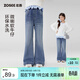 左西女童牛仔褲春裝兒童喇叭褲長(cháng)褲2026新款中大童褲子潮 牛仔色 160