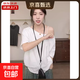 斜肩露肩短袖t恤女夏季純色棉質(zhì)寬松顯瘦一字肩辣妹上衣打底衫潮 白色【短袖】 S