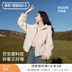 香影毛絨短外套女2025冬季新款連帽立領(lǐng)雙面絨保暖加絨厚開(kāi)衫上衣 米色 S