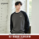 gxgjeans男裝2024年秋季寬松刺繡純棉插肩袖圓領(lǐng)套頭衛衣 黑色+灰色 A 175/L