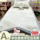 雅鹿A類(lèi)夏涼席冰絲席學(xué)生宿舍單人90x190空調冰豆豆軟席子可水洗夏季 靈萌條席-大愛(ài)心熊-綠 單床席 90cm*190cm -適用學(xué)生床