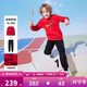 NIKE3BRAND 耐克男女童紅色拜年服衛衣+長(cháng)褲2件套兒童加絨保暖套裝