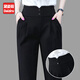 黛姿茹通勤上班穿休閑褲女春季2026新款松緊腰西裝褲女工裝褲寬松哈倫褲 黑色長(cháng)褲/松緊腰 L (28) 推薦105-115斤