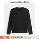 Abercrombie & Fitch美式舒適百搭廓形華夫格圓領(lǐng)長(cháng)袖T恤上衣25秋冬男裝124-5608 黑色 L (180/108A)