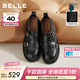 百麗（Belle）時(shí)光畫(huà)報孟克樂(lè )福鞋女26春新款商場(chǎng)英倫風(fēng)牛皮小皮鞋F6R1DAM6預售 黑色 38